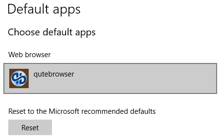 Qutebrowser in Default Apps